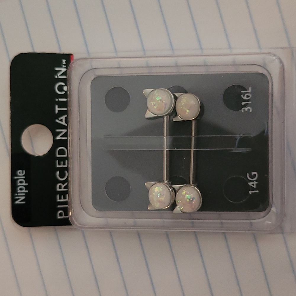 NWT Cat opal piercing ring barbells